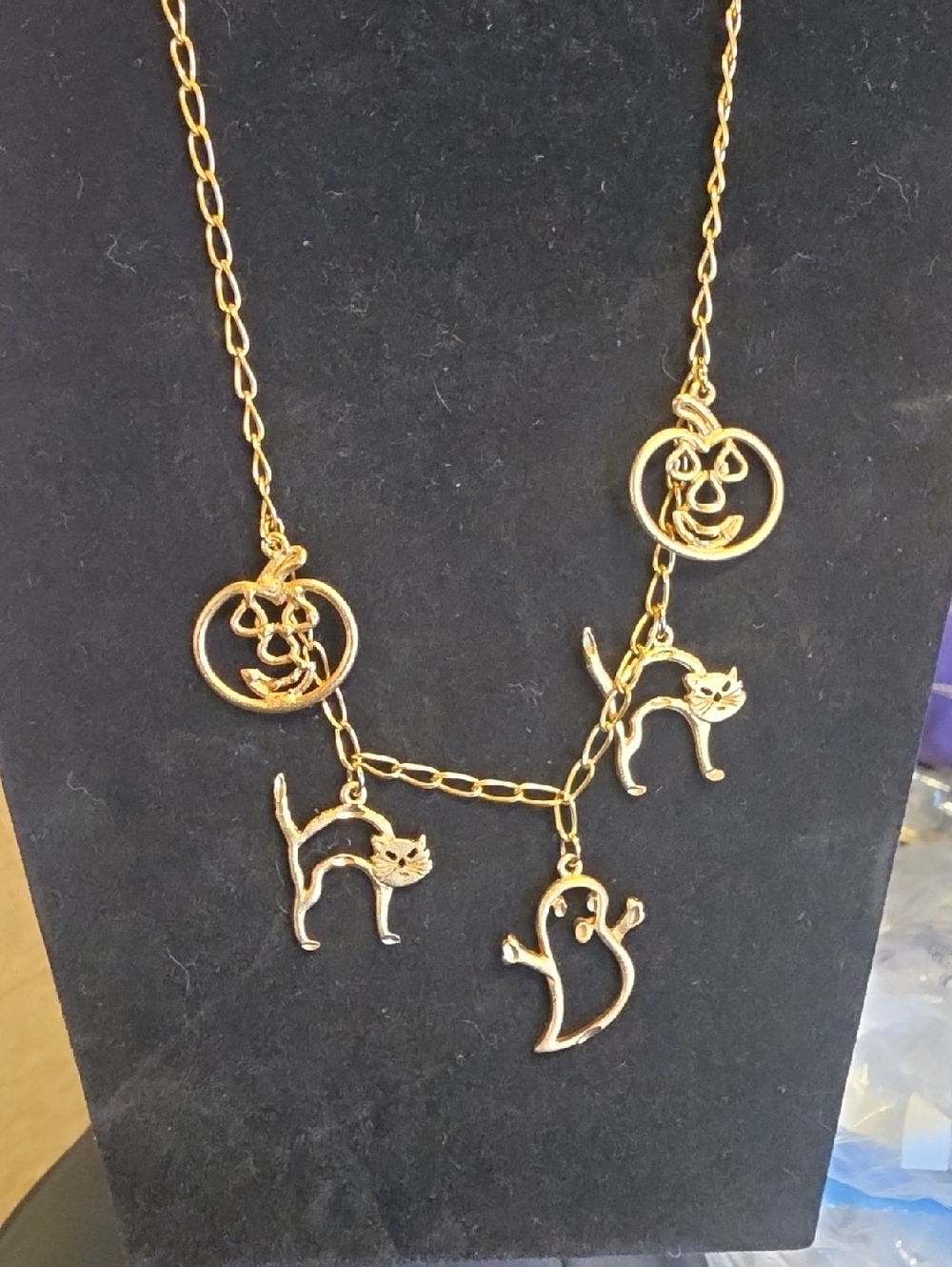 Gold Halloween Charm Necklace  - Unbranded